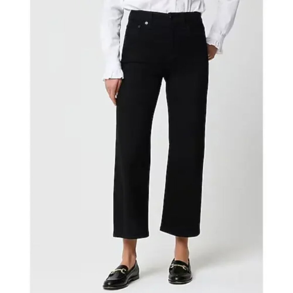 J. Crew Wide Leg Crop Jeans Women's Size 32 Black Rinse All Day Stretch CB371
